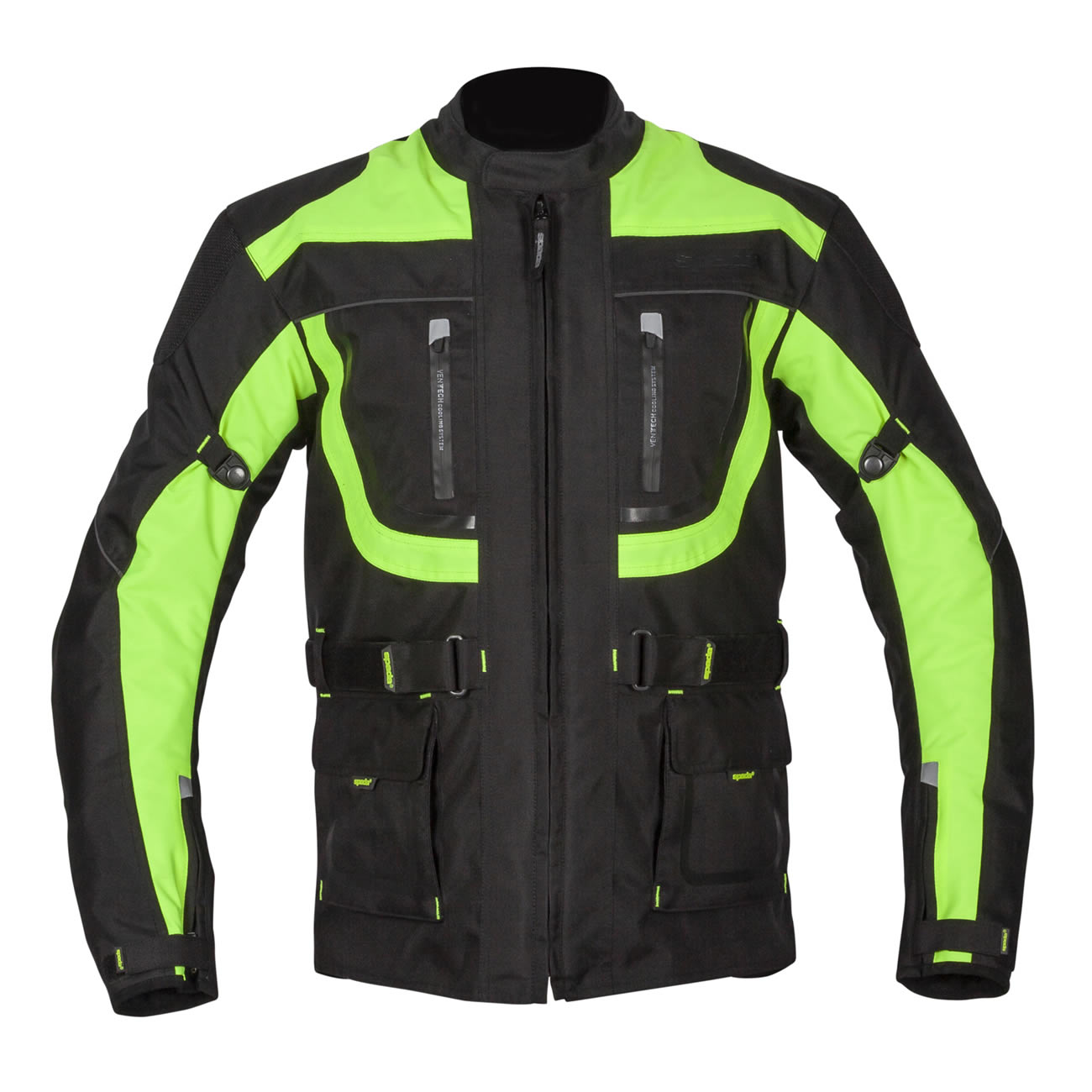 Spada Zorst CE Waterproof Textile Motorcycle Jacket - Black/Flo Yellow ...