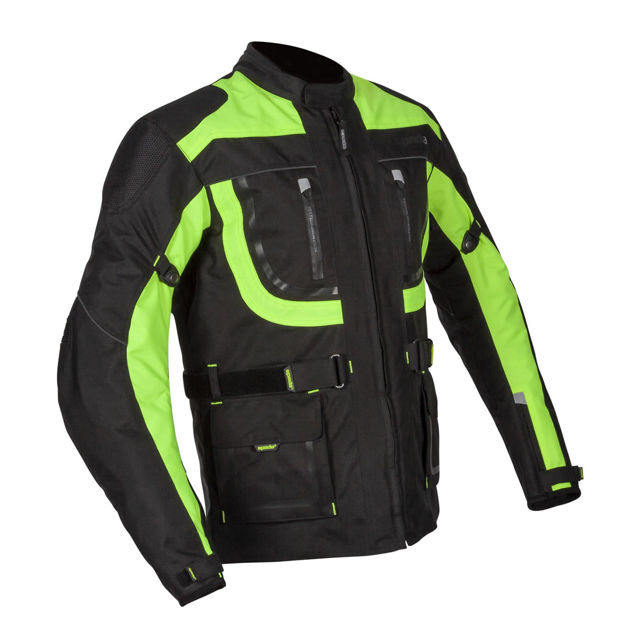 Spada Zorst CE Waterproof Textile Motorcycle Jacket - Black/Flo Yellow ...