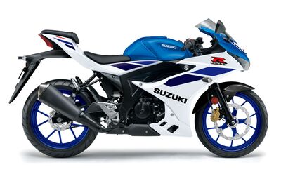 Suzuki GSX-R125 - Pearl Brilliant White/Metallic Triton Blue (BQJ) | Suzuki Motorcycle at Two Wheel Centre Mansfield Ltd | Nottinghamshire Suzuki Dealer