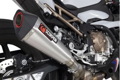 Scorpion Serket Taper Slip On Exhaust - BMW S1000RR (2019 - 2022) - Brushed Stainless Steel