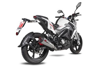 Scorpion Serket Taper Full System Exhaust - Keeway RKF-125 Euro 4 (2019 - 2021) - Brushed Stainless Steel