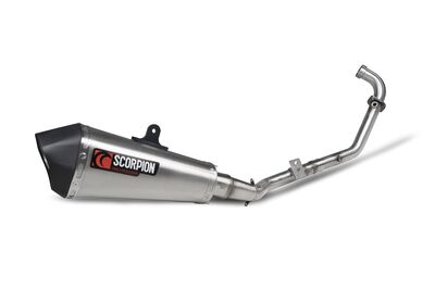 Scorpion Serket Taper Full System Exhaust - Keeway RKF-125 Euro 4 (2019 - 2021) - Brushed Stainless Steel