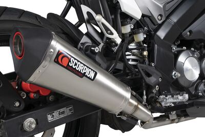 Scorpion Serket Taper Full System Exhaust - Keeway RKF-125 Euro 4 (2019 - 2021) - Brushed Stainless Steel