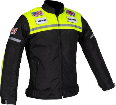 Duchinni Grid Children's Textile Jacket - Black/Neon Yellow | Duchinni Children's Motorcycle Clothing | Two Wheel Centre Mansfield Ltd