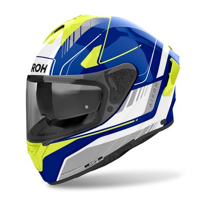 Airoh Spark 2 - Chrono Gloss Blue/Yellow | Airoh Motorcycle Helmets | Two Wheel Centre Mansfield Ltd